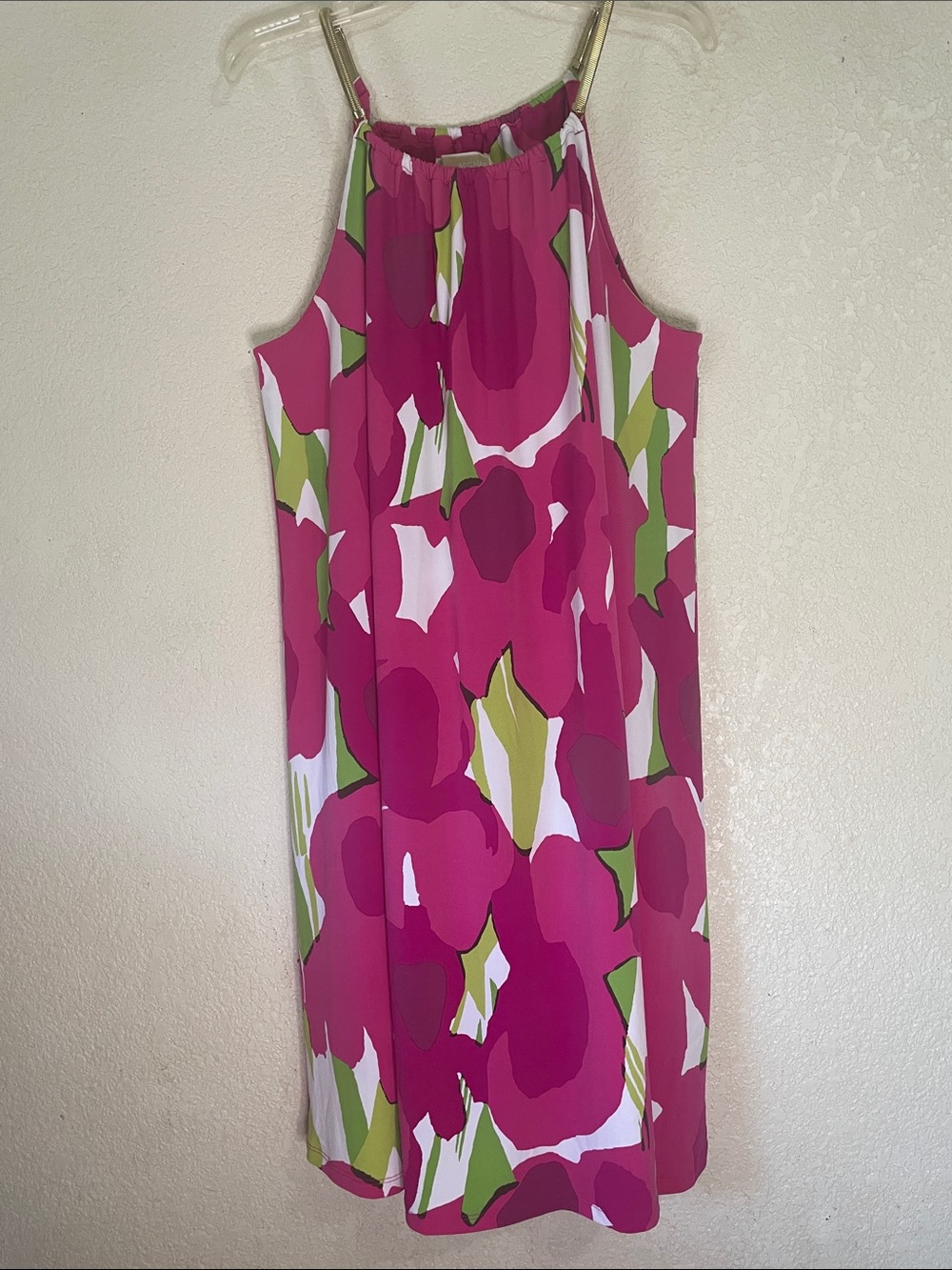 Sleeveless Pink Floral Shift Dress